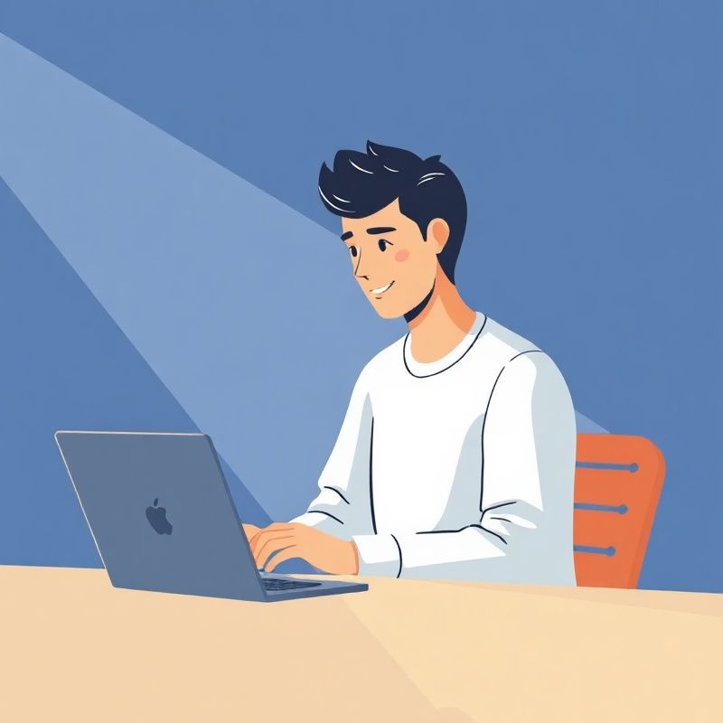 Ilustracija osebe za prenosnikom, ki pošilja sporočilo
